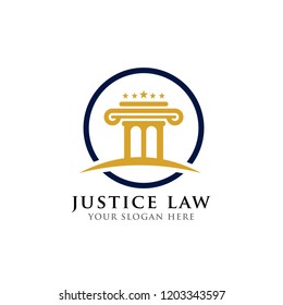 pillar logo design template in the circle. justice law and attorney logo design template