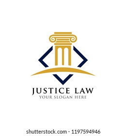 pillar logo design template. justice law and attorney logo design template