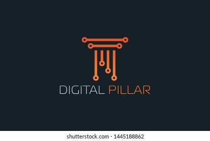 Pillar logo formed nano tech symbol in orange color