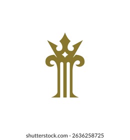 pillar logo with gold crown combination in flat design style