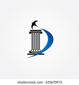 pillar logo, icon eagle flying, letter D