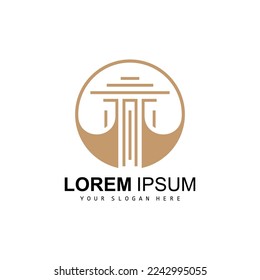 Pillar Logo, Law Design, Building Construction Pillar Vector, Product Brand Illustration Icon