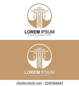 Pillar Logo, Law Design, Building Construction Pillar Vector, Product Brand Illustration Icon
