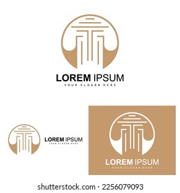Logotipo del pilar, diseño de la ley, vector del pilar de construcción de edificios, icono de ilustración de marca de producto