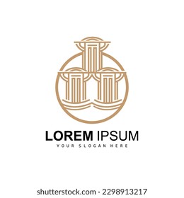 Pillar Logo, Law Design, Building Construction Pillar Vector, Product Brand Illustration Icon
