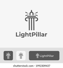 Pillar Logo With Line Art Style Lighthouse Icon Vector Combination