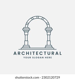 pillar logo line art logo vector template illustration design