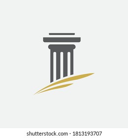 Three Pillar Flat Logo Template White Stock Vector (royalty Free 