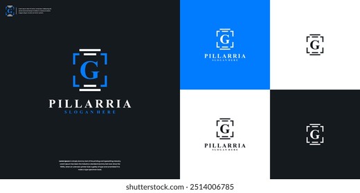 Logotipo do pilar com inspiração de design de logotipo exclusivo e letras de combinação G