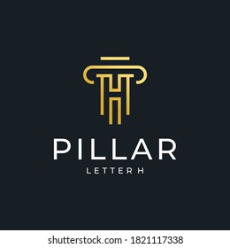 Pillar Logo Vector Luxury Simple Design With Golden Color