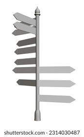 A pillar with many directions of movement isolated on a white background. Perspective view. 3D. Vector illustration.