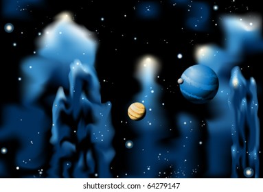 Pillar Nebula in Deep Space
