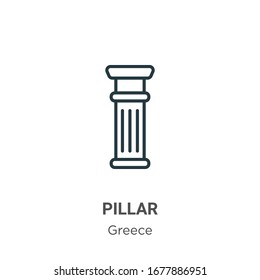 Pillar outline vector icon. Thin line black pillar icon, flat vector simple element illustration from editable greece concept isolated stroke on white background