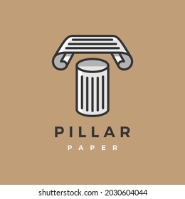 pillar paper ionic law logo vector icon illustration