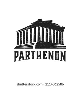 Pillar Parthenon Law Building Monument Logo Design Premium