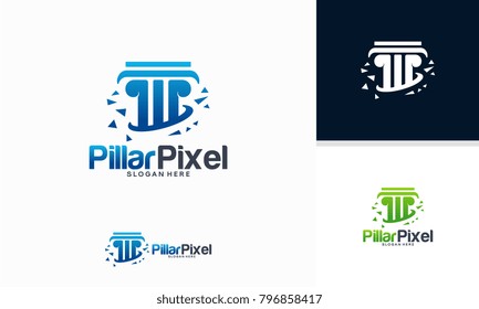 Pillar Pixel logo designs concept vector, Law Firm logo designs template