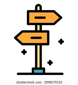 Pillar with pointers icon. Outline pillar with pointers vector icon color flat isolated