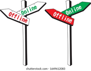 -Säule mit Zeigern online und offline. Kreuzung