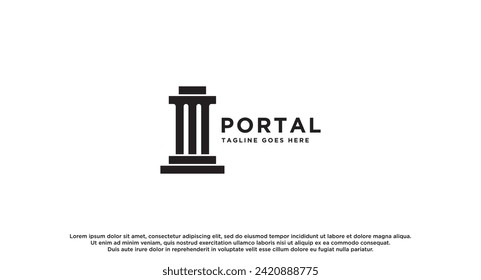 Pillar, Portal Law Firm, Attorney And Law Company Logo Design. Vector template Illustration.