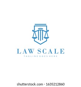 pillar and a scale within a shield, law logo template