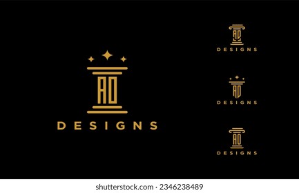 pillar set ao or oa icon initial luxury monogram abstract clasic simple logo