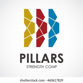 Pillar of strength color abstract vector and logo design or template construction business icon of company identity symbol concept