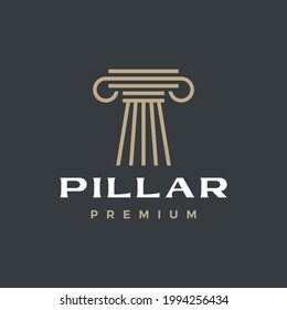 pillar tree leaf amp column greek ionic logo vector icon illustration