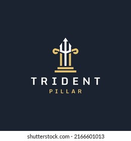 Pillar trident logo icon design  template flat vector