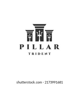 Pilar de la plantilla de diseño del icono del logotipo del tridente vector plano