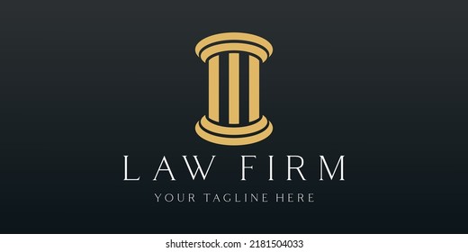 Icono del vector del pilar. Plantilla de diseño de logotipo de Office Legal
