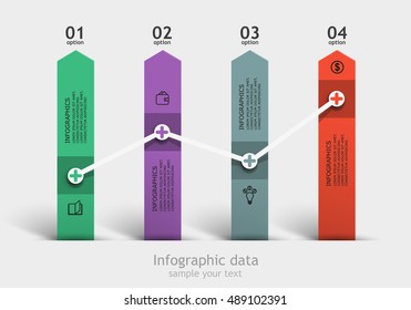 Pillars Achieve Business Indicators. Vector Infographic Template. 4 Steps To The Data.