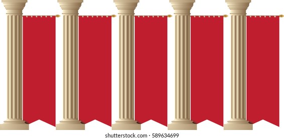 Pillars with banners