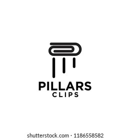 pillars clips logo idea icon design vector