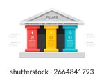 pillars framework Infographic diagram chart template for business presentation vector illustration.