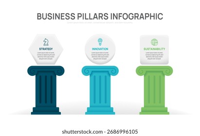 Pillars framework Infographic diagram chart template for business presentation vector illustration.