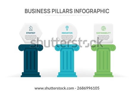 Pillars framework Infographic diagram chart template for business presentation vector illustration.
