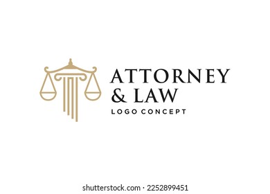 pillars and scales of law logo. representing legal justice and solid foundation by the law.