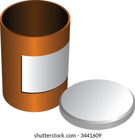 Caja de cartón con etiqueta, tapa abierta. 3.ª ilustración isométrica vectorial