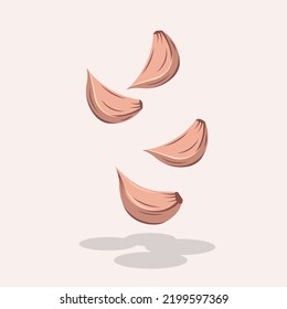 Vektorgrafik von gefüllten weißen Knoblaucheinheiten | Flaches Design einzeln | Kochzutaten in der Küche | Aromastoff | Pflanzliche Illustration