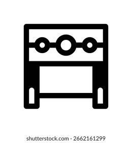 Pillory. Konturenstrichvektorsymbol mit schwarz gefüllten Details.