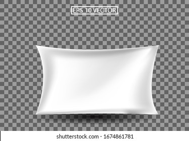 Pillow 3D mockup vector illustration , Bedroom empty blank background tranparant bed soft design isolated object vector decoration