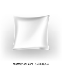 Ilustración vectorial de mochila 3D de almohada, Paréntesis de fondo vacío en el dormitorio
