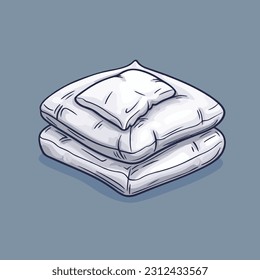 pillow and bed cover icon illustration. white blanket pillow. comfort bed cover