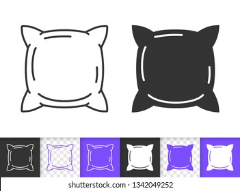 Pillow black linear and silhouette icons. Thin line sign of cushion. Pillowcase outline pictogram isolated on white, color, transparent background. Dream Vector Icon shape. Rest simple symbol closeup
