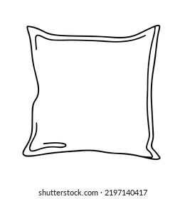 Pillow black and white linear vector illustration