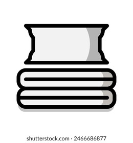 Pillow and blanket flat icon. editable hotel room service symbol. Vector Illustrations.