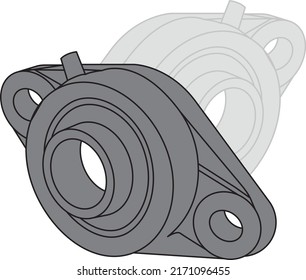 pillow block bearing type UCFL, abstract 3D design, on white background
