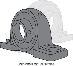 pillow block bearing type UCP, abstract 3D design, on white background
