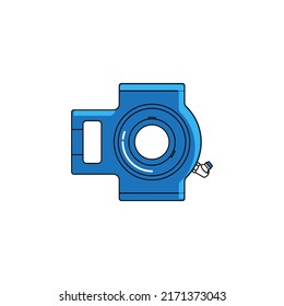 pillow block bearing type UCT, blue vector icon design, on white background
