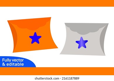 Pillow box, candy favor gift box with star window template